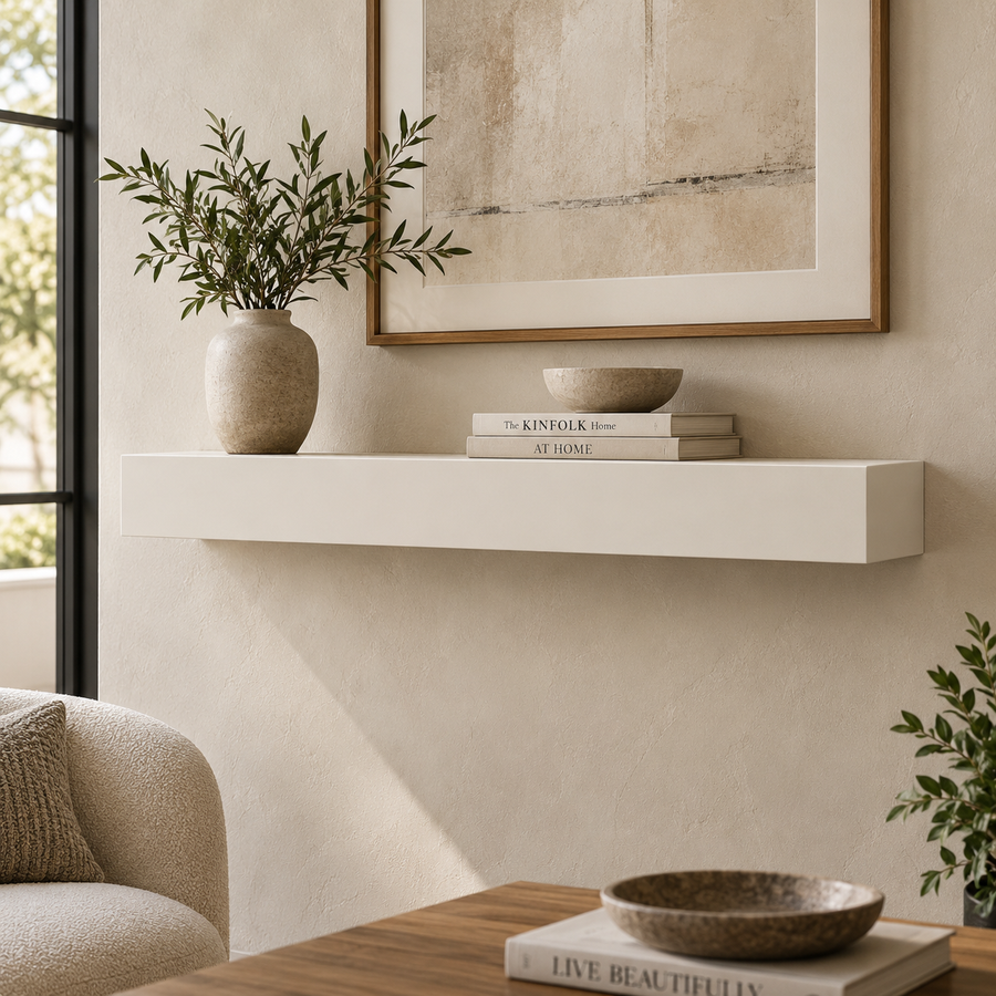 Standard Paint Ready Floating Shelf shown in a neutral representative paint-ready finish