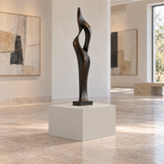 Agreeable Gray SW 7029 painted display pedestal in a 01 low gallery squat setting; representative room rendering.