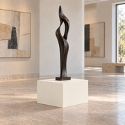 Greek Villa SW 7551 painted display pedestal in a 01 low gallery squat setting; representative room rendering.