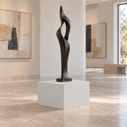 First Star SW 7646 painted display pedestal in a 01 low gallery squat setting; representative room rendering.