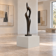 Crushed Ice SW 7647 painted display pedestal in a 01 low gallery squat setting; representative room rendering.