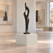 Gossamer Veil SW 9165 painted display pedestal in a 01 low gallery squat setting; representative room rendering.