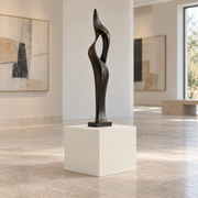 Dover White SW 6385 painted display pedestal in a 01 low gallery setting; representative room rendering.