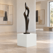 Ceiling Bright White SW 7007 painted display pedestal in a 01 low gallery setting; representative room rendering.