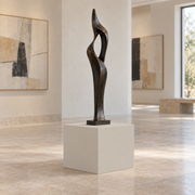 Agreeable Gray SW 7029 painted display pedestal in a 01 low gallery setting; representative room rendering.