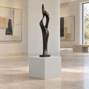 First Star SW 7646 painted display pedestal in a 01 low gallery setting; representative room rendering.