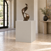 Agreeable Gray SW 7029 painted display pedestal in a 03 mid foyer broad setting; representative room rendering.