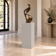 Light French Gray SW 0055 painted display pedestal in a 03 mid foyer narrow setting; representative room rendering.