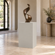 Repose Gray SW 7015 painted display pedestal in a 03 mid foyer setting; representative room rendering.