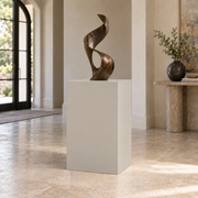 Worldly Gray SW 7043 painted display pedestal in a 03 mid foyer setting; representative room rendering.