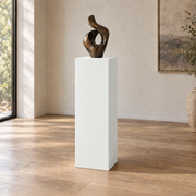 Ceiling Bright White SW 7007 painted display pedestal in a 04 tall gallery nook slender setting; representative room rendering.