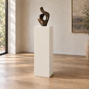Shoji White SW 7042 painted display pedestal in a 04 tall gallery nook slender setting; representative room rendering.