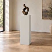 Crushed Ice SW 7647 painted display pedestal in a 04 tall gallery nook slender setting; representative room rendering.