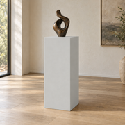 First Star SW 7646 painted display pedestal in a 04 tall gallery nook setting; representative room rendering.