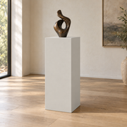 Crushed Ice SW 7647 painted display pedestal in a 04 tall gallery nook setting; representative room rendering.