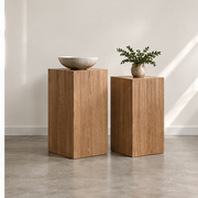 Wood Veneer Display Pedestal Pair
