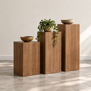 Wood Veneer Graduated Pedestal Trio